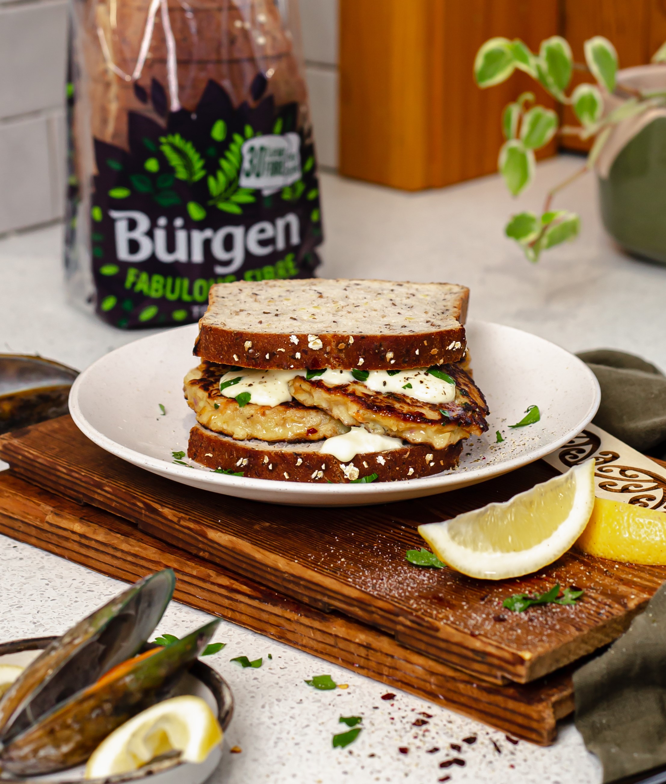 Bürgen Kumara & Mussel Fritter Sandwiches